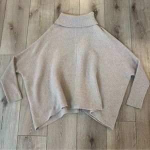 Sweet Romeo Oversized Loose Ribbed Sweater Light Tan Small
